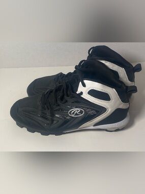 Men's Rawlings Baseball Cleats Mid Top Shoes Size 10 Coolflo Black White